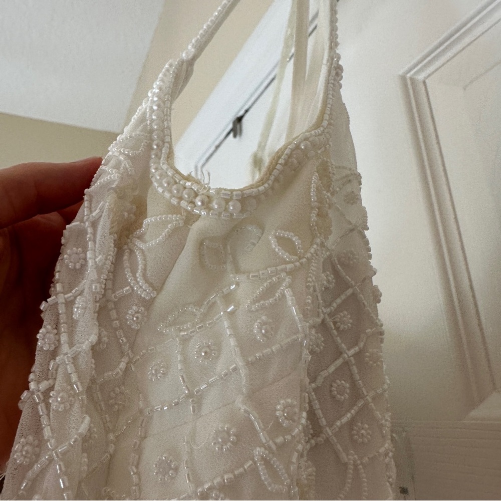 BHLDN White Lace Spaghetti-Strap Wedding Dress - Picture 11 of 16